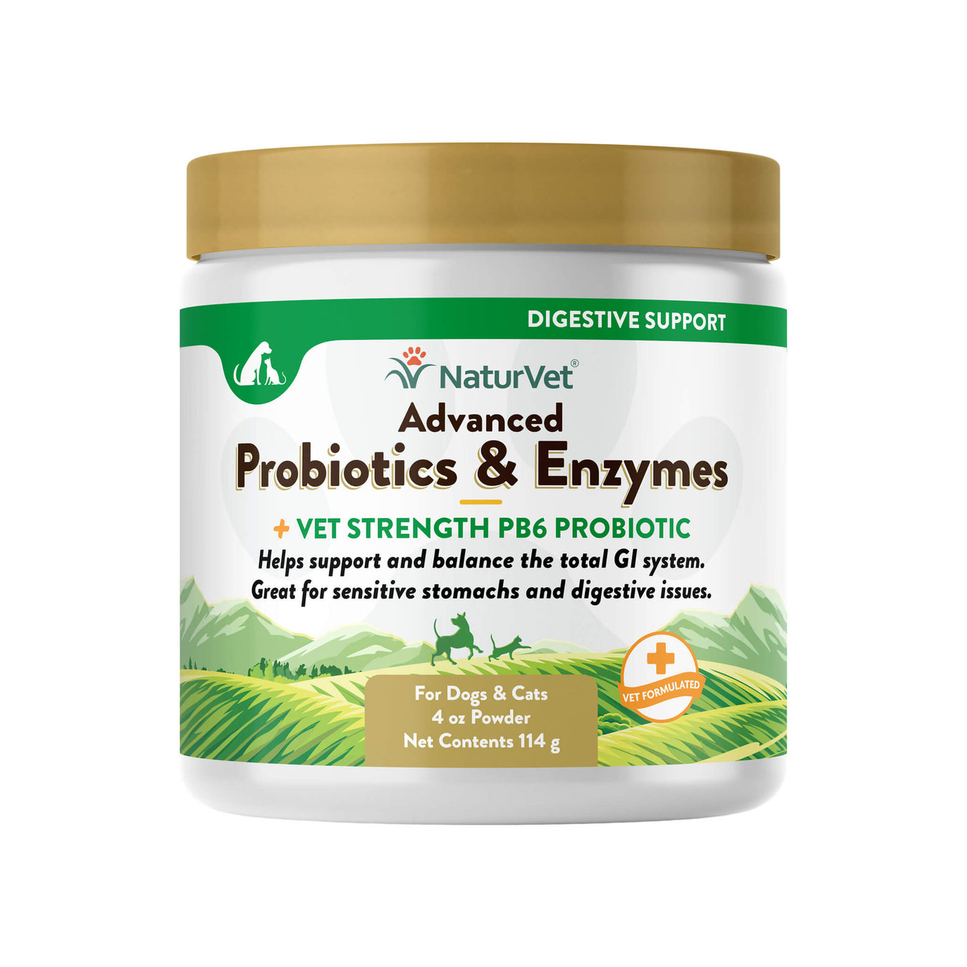 NaturVet Advanced Probiotics & Enzymes Powder for Dogs & Cats